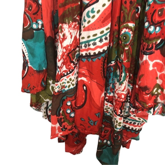 Mixed Paisley Pattern Handkerchief Hem Boho Multicolor Boho Skirt - Picture 2 of 4